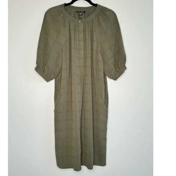 Maggy London Green Balloon Sleeve Midi Shirt Dress SIZE 12 - Picture 1 of 8